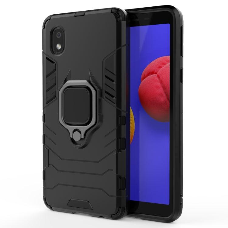For Samsung Galaxy A01 Core Shockproof PC + TPU Protective Case with Magnetic Ring Holder(Black)