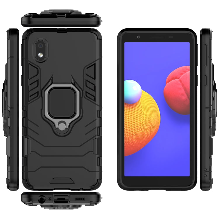 For Samsung Galaxy A01 Core Shockproof PC + TPU Protective Case with Magnetic Ring Holder(Black)