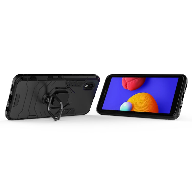 For Samsung Galaxy A01 Core Shockproof PC + TPU Protective Case with Magnetic Ring Holder(Black)