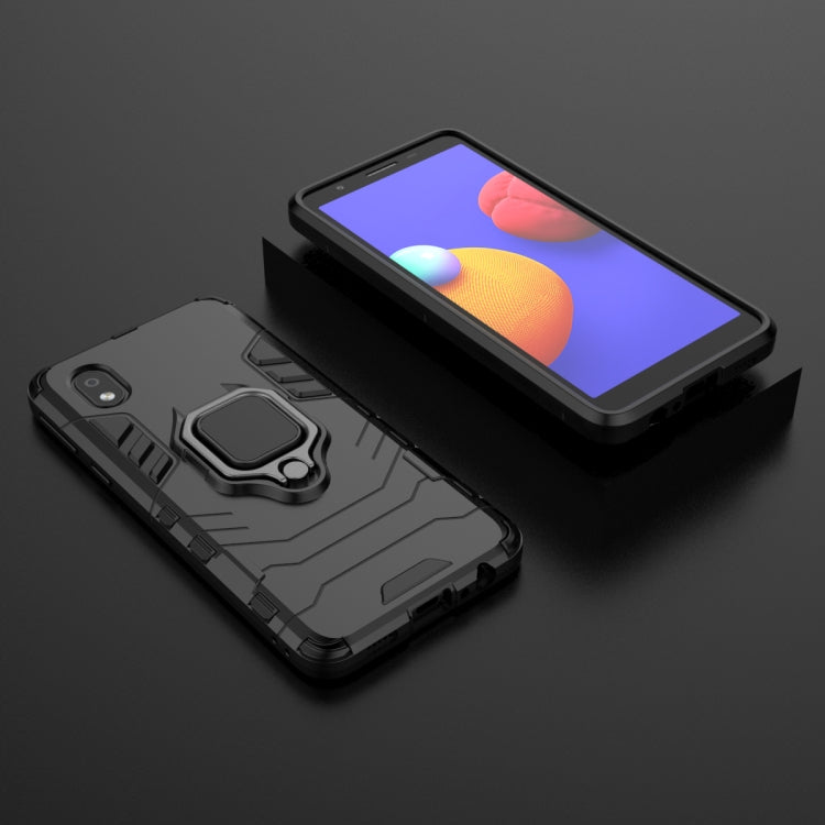 For Samsung Galaxy A01 Core Shockproof PC + TPU Protective Case with Magnetic Ring Holder(Black)