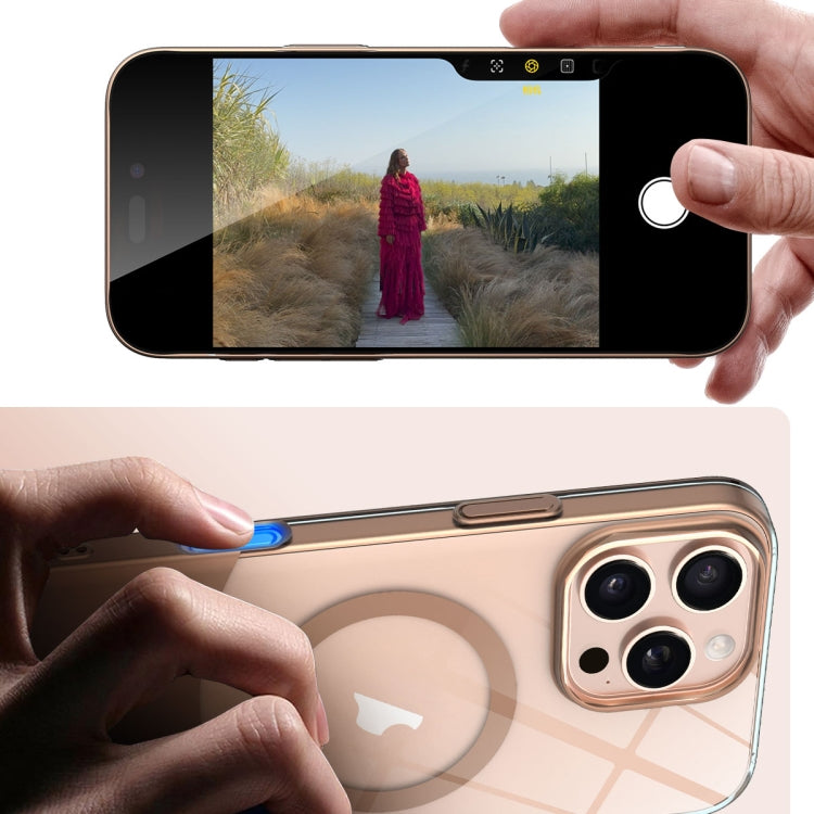 For iPhone 15 Pro Slim Color Contrast MagSafe PC Transparent Phone Case