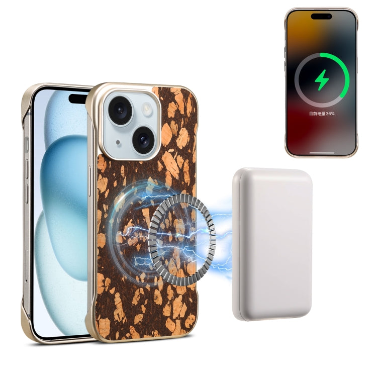 For iPhone 15 Denior A18 WoodenPaint MagSafe Phone Case