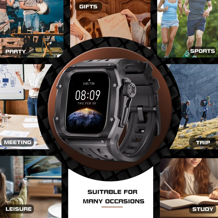 For Apple Watch Series 11 / 10 46mm RedPepper Armor Metal Case Integrated Silicone Watch Band