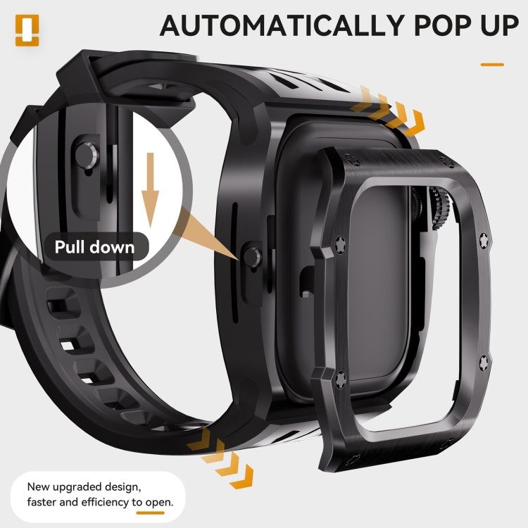 For Apple Watch Series 11 / 10 46mm RedPepper Armor Metal Case Integrated Silicone Watch Band