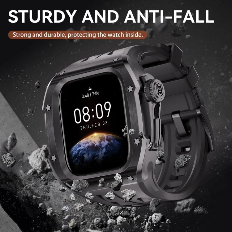 For Apple Watch Series 11 / 10 46mm RedPepper Armor Metal Case Integrated Silicone Watch Band
