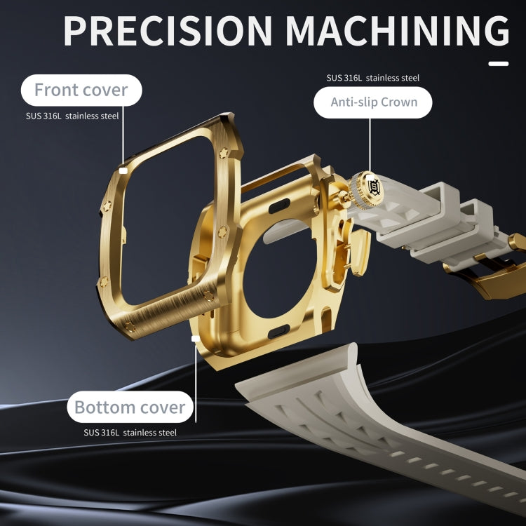 For Apple Watch Series 11 / 10 46mm RedPepper Armor Metal Case Integrated Silicone Watch Band
