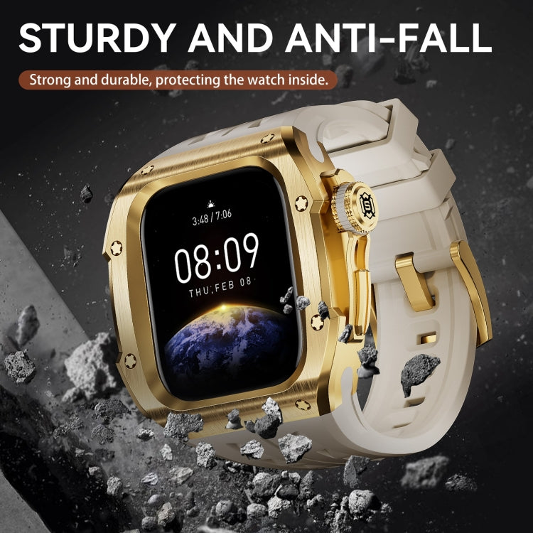 For Apple Watch Series 11 / 10 46mm RedPepper Armor Metal Case Integrated Silicone Watch Band