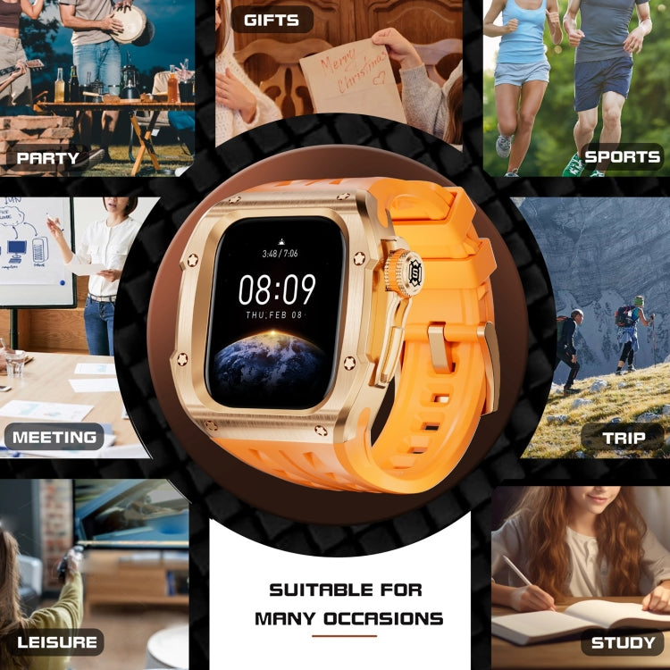 For Apple Watch Series 11 / 10 46mm RedPepper Armor Metal Case Integrated Silicone Watch Band