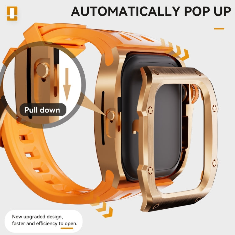 For Apple Watch Series 11 / 10 46mm RedPepper Armor Metal Case Integrated Silicone Watch Band