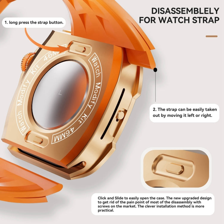 For Apple Watch Series 11 / 10 46mm RedPepper Armor Metal Case Integrated Silicone Watch Band