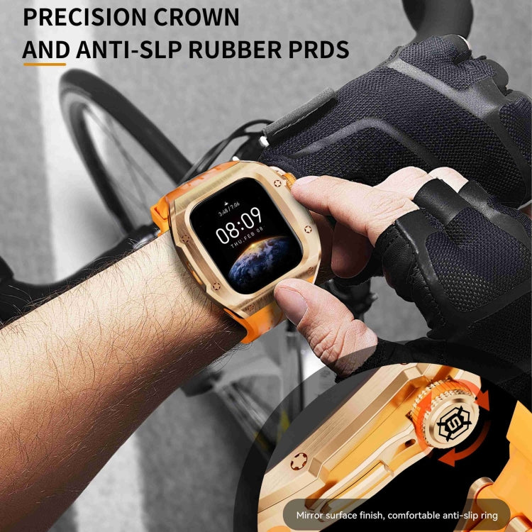For Apple Watch Series 11 / 10 46mm RedPepper Armor Metal Case Integrated Silicone Watch Band