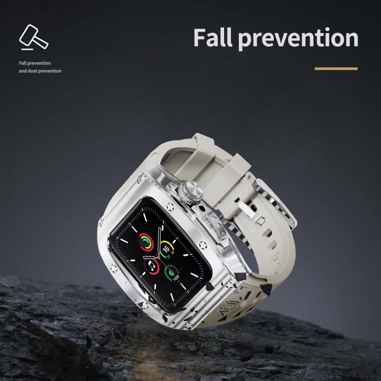 For Apple Watch 44mm / 45mm RedPepper Armor Metal Case Integrated Silicone Watch Band