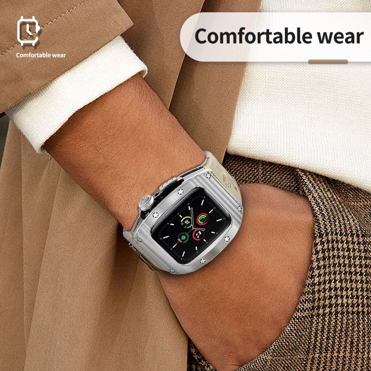 For Apple Watch 44mm / 45mm RedPepper Armor Metal Case Integrated Silicone Watch Band