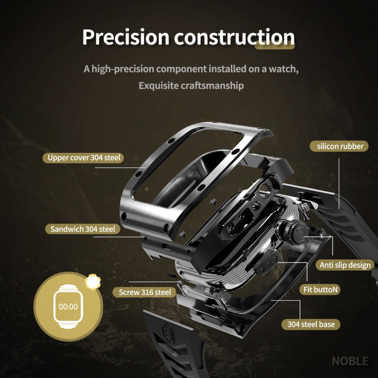 For Apple Watch 44mm / 45mm RedPepper Armor Metal Case Integrated Silicone Watch Band