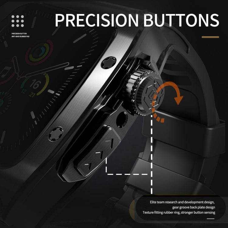 For Apple Watch 44mm / 45mm RedPepper Armor Metal Case Integrated Silicone Watch Band