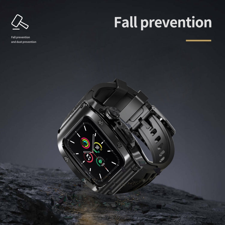 For Apple Watch 44mm / 45mm RedPepper Armor Metal Case Integrated Silicone Watch Band
