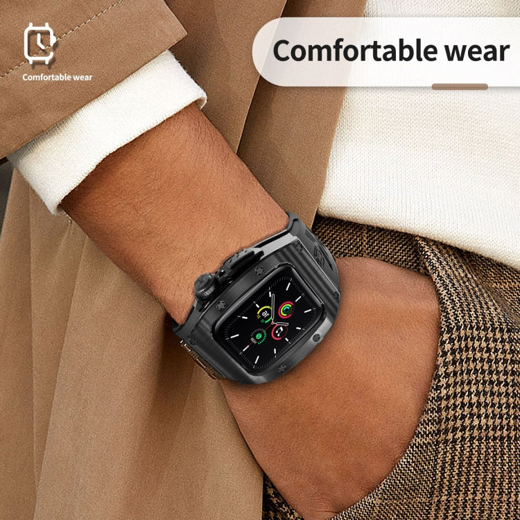 For Apple Watch 44mm / 45mm RedPepper Armor Metal Case Integrated Silicone Watch Band