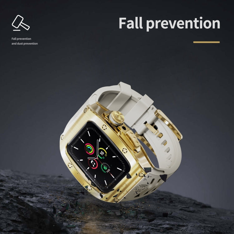 For Apple Watch 44mm / 45mm RedPepper Armor Metal Case Integrated Silicone Watch Band