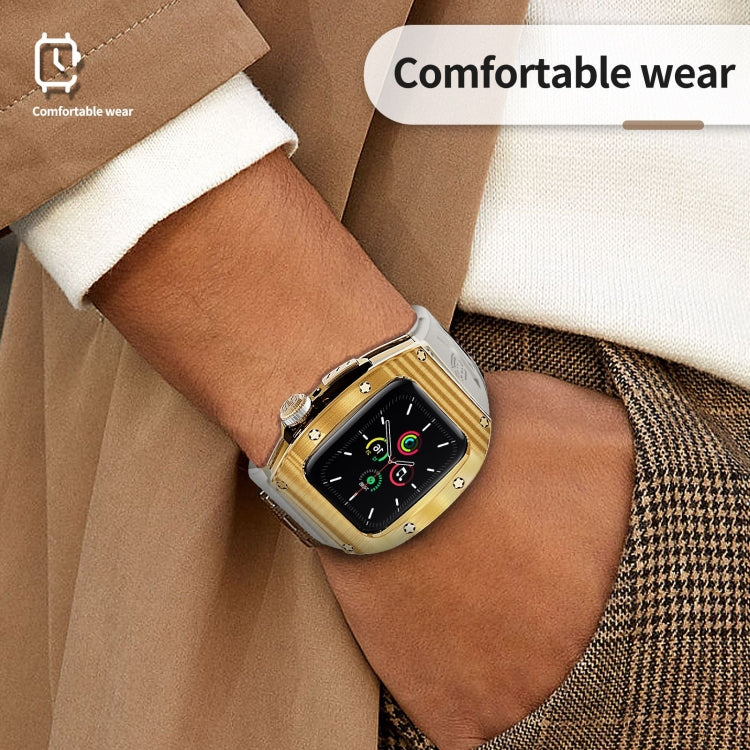 For Apple Watch 44mm / 45mm RedPepper Armor Metal Case Integrated Silicone Watch Band