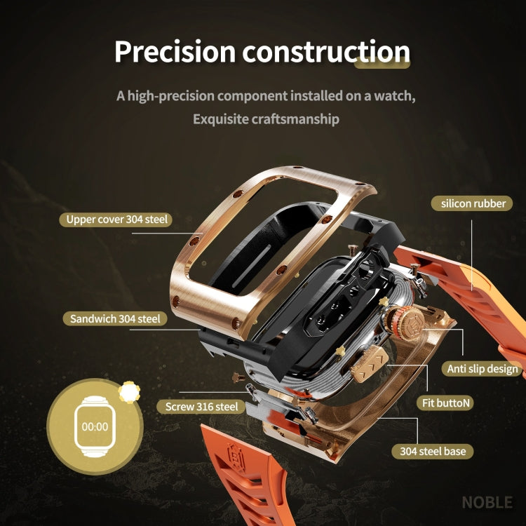 For Apple Watch 44mm / 45mm RedPepper Armor Metal Case Integrated Silicone Watch Band