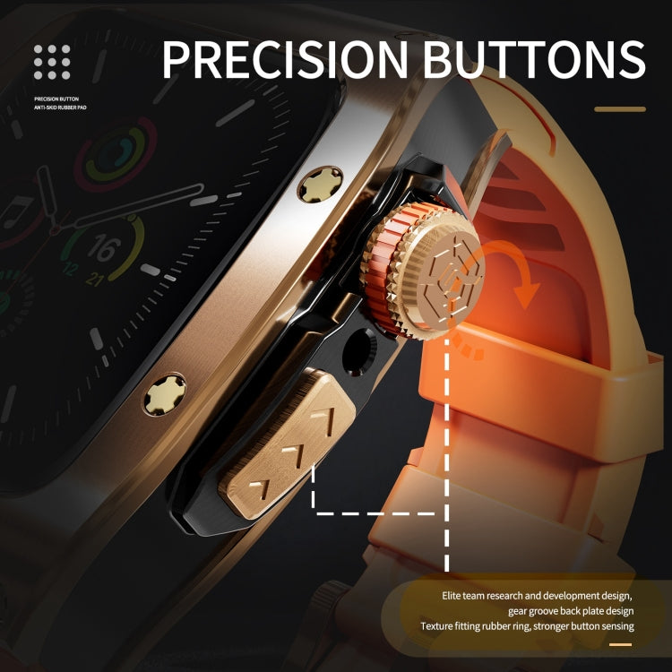 For Apple Watch 44mm / 45mm RedPepper Armor Metal Case Integrated Silicone Watch Band