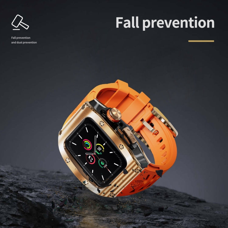 For Apple Watch 44mm / 45mm RedPepper Armor Metal Case Integrated Silicone Watch Band