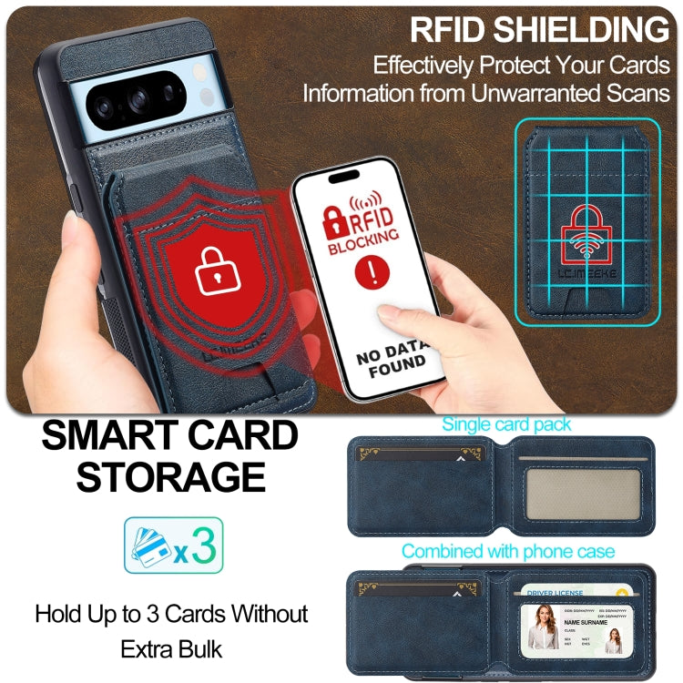 For Google Pixel 8 Pro LC.IMEEKE L3 Series Detachable RFID Card Bag Magsafe Phone Case