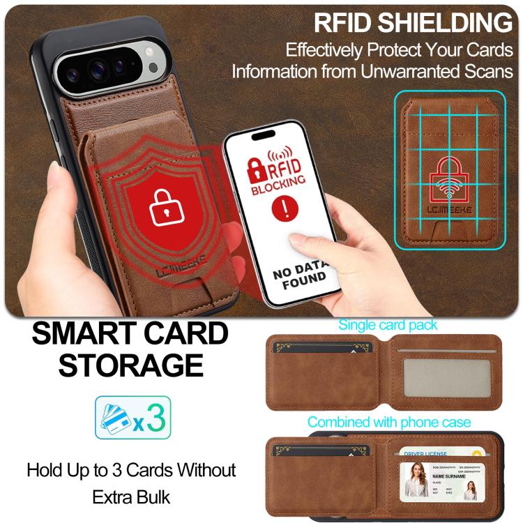 For Google Pixel 10 / 10 Pro LC.IMEEKE L3 Series Detachable RFID Card Bag Magsafe Phone Case