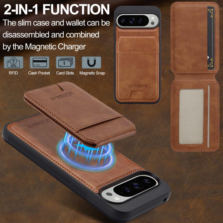 For Google Pixel 10 / 10 Pro LC.IMEEKE L3 Series Detachable RFID Card Bag Magsafe Phone Case