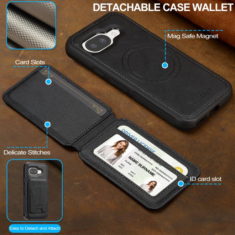 For Google Pixel 9a LC.IMEEKE L3 Series Detachable RFID Card Bag Magsafe Phone Case