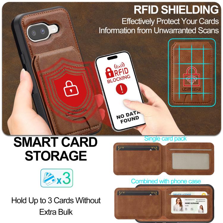For Google Pixel 9a LC.IMEEKE L3 Series Detachable RFID Card Bag Magsafe Phone Case