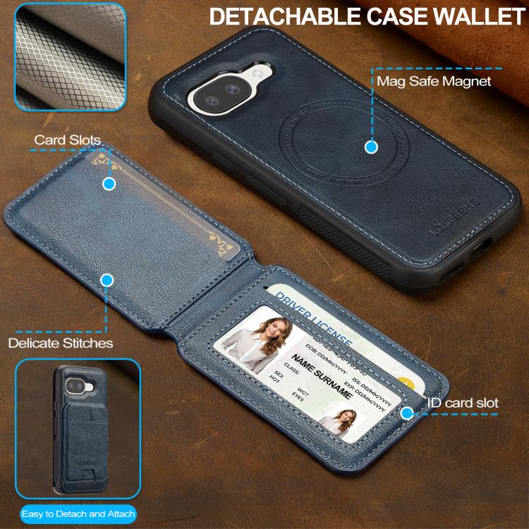 For Google Pixel 9a LC.IMEEKE L3 Series Detachable RFID Card Bag Magsafe Phone Case