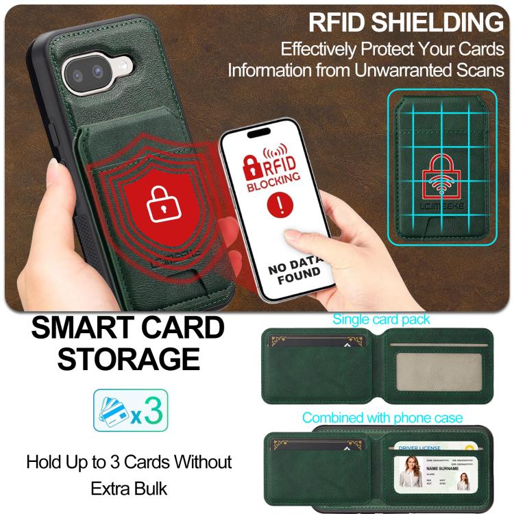 For Google Pixel 9a LC.IMEEKE L3 Series Detachable RFID Card Bag Magsafe Phone Case