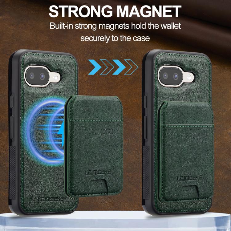 For Google Pixel 9a LC.IMEEKE L3 Series Detachable RFID Card Bag Magsafe Phone Case
