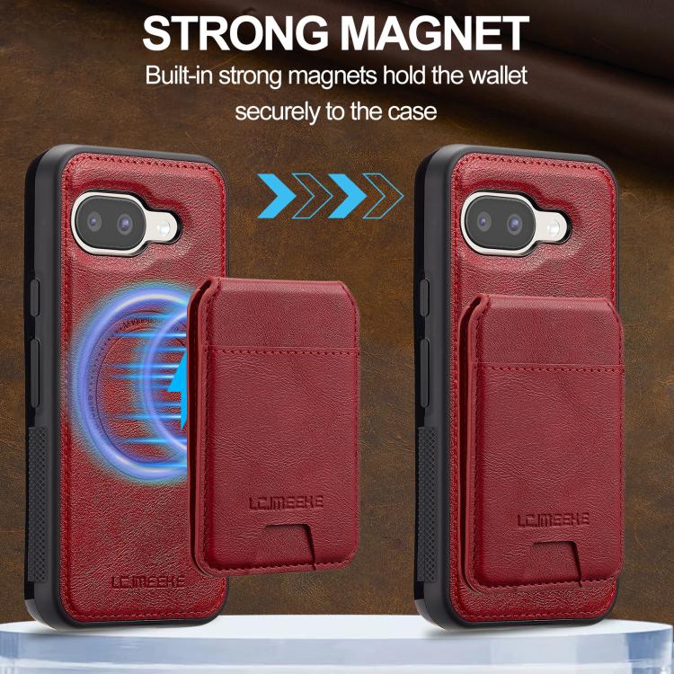 For Google Pixel 9a LC.IMEEKE L3 Series Detachable RFID Card Bag Magsafe Phone Case