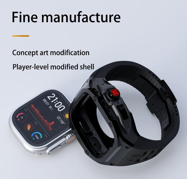 For Apple Watch Ultra 3 / 2 / 1 49mm RedPepper Armor Metal Case Integrated Silicone Watch Band