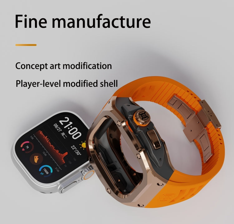 For Apple Watch Ultra 3 / 2 / 1 49mm RedPepper Armor Metal Case Integrated Silicone Watch Band