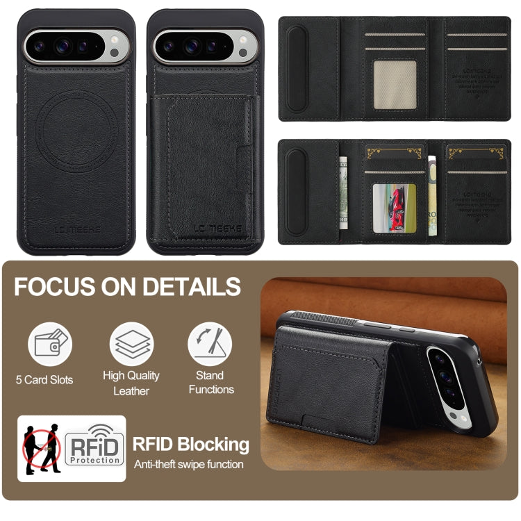 For Google Pixel 9 / 9 Pro LC.IMEEKE L5 Series Detachable RFID Card Bag Magsafe Phone Case