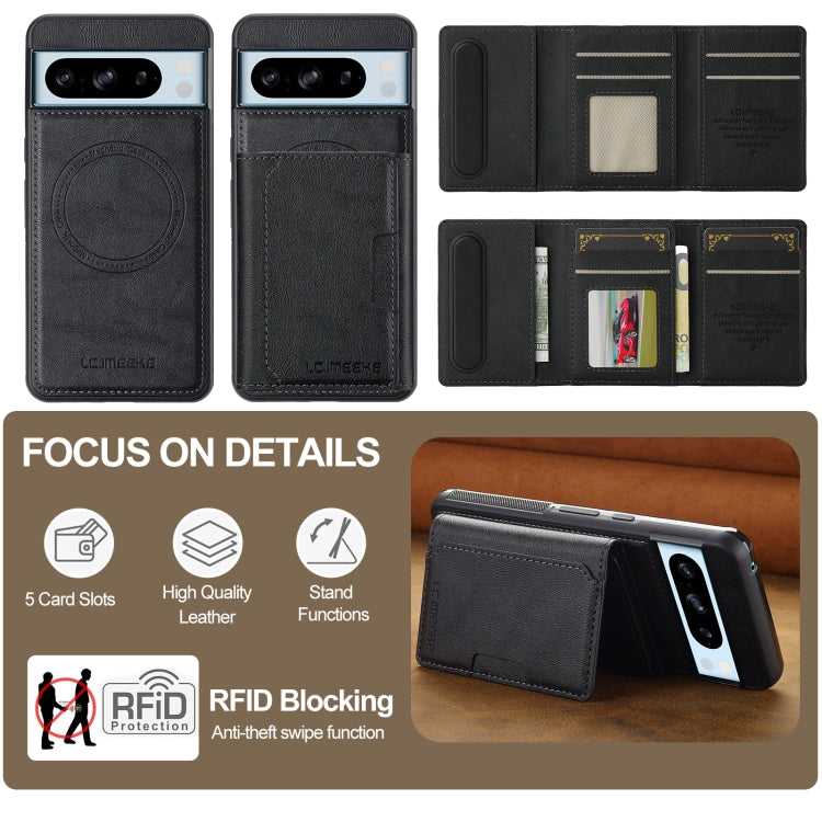 For Google Pixel 8 Pro LC.IMEEKE L5 Series Detachable RFID Card Bag Magsafe Phone Case