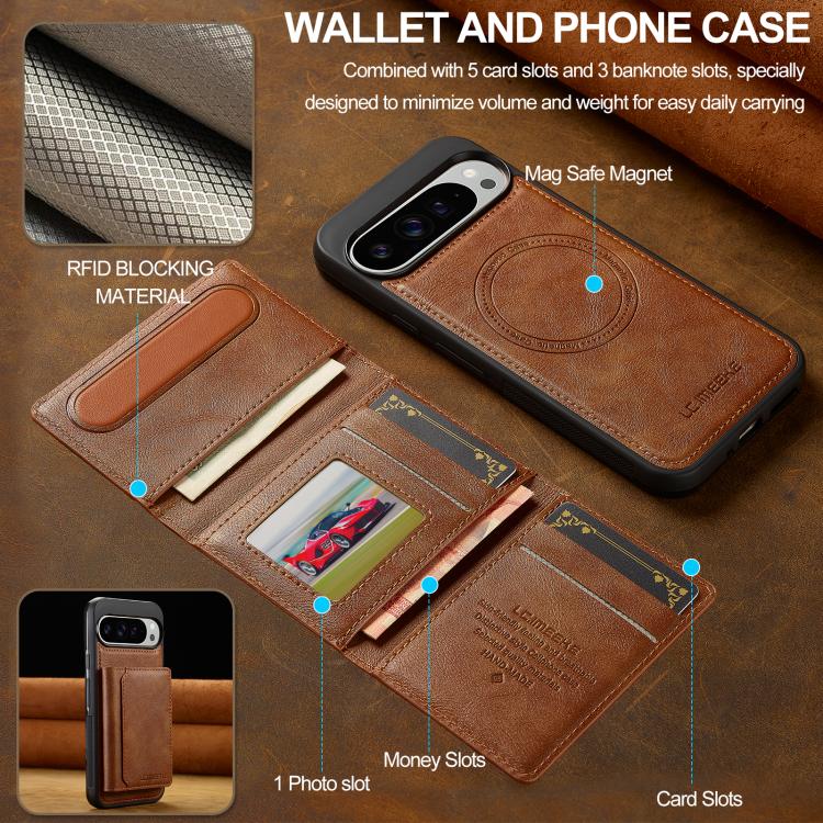For Google Pixel 10 / 10 Pro LC.IMEEKE L5 Series Detachable RFID Card Bag Magsafe Phone Case