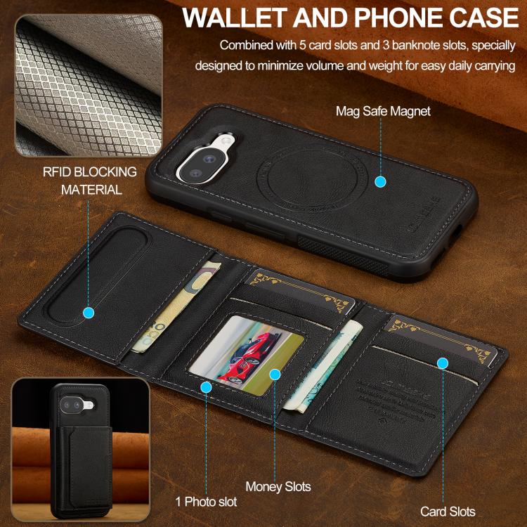 For Google Pixel 9a LC.IMEEKE L5 Series Detachable RFID Card Bag Magsafe Phone Case