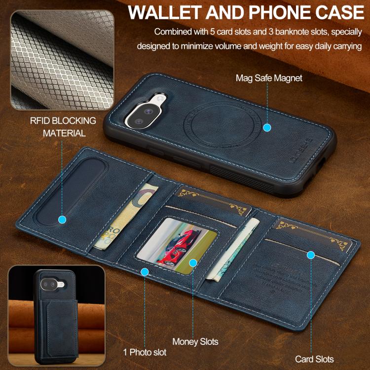 For Google Pixel 9a LC.IMEEKE L5 Series Detachable RFID Card Bag Magsafe Phone Case