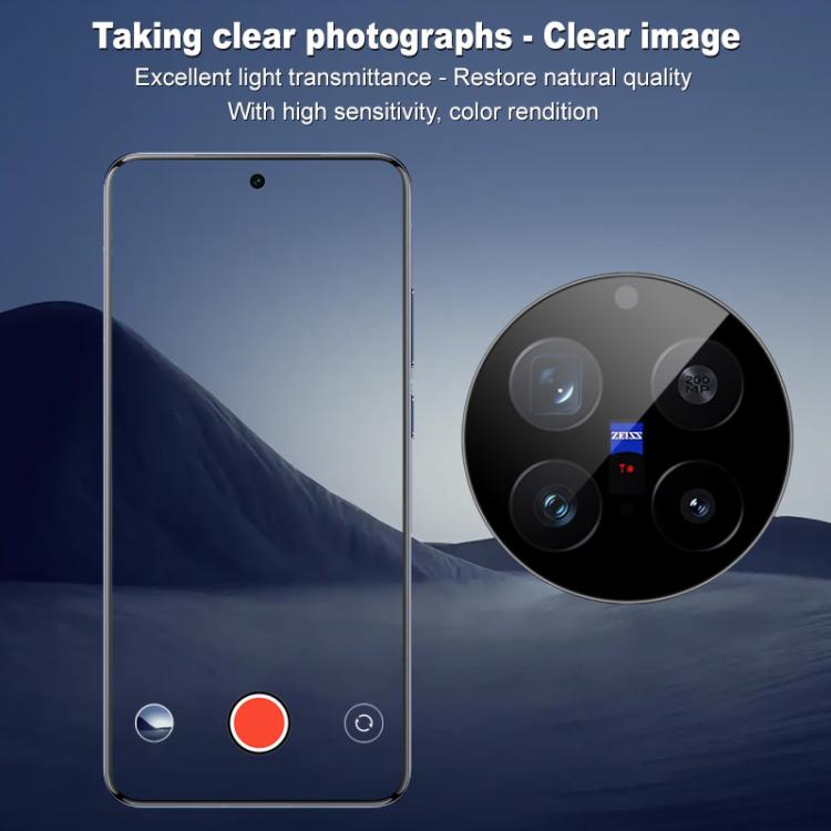 For vivo X200 Pro imak Black Version HD Glass Rear Camera Lens Film, Self-positioning Version