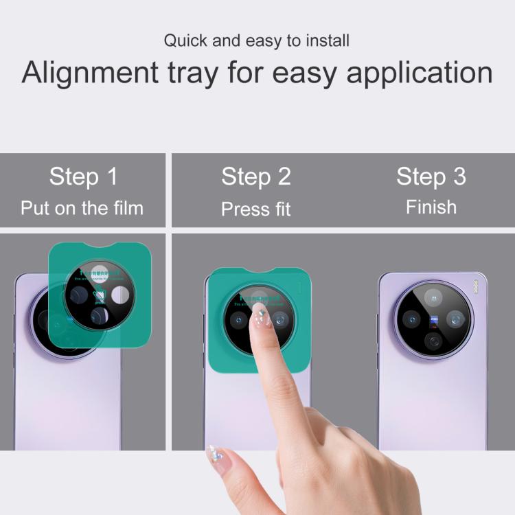 For vivo X200s imak Black Version HD Glass Rear Camera Lens Film, Self-positioning Version