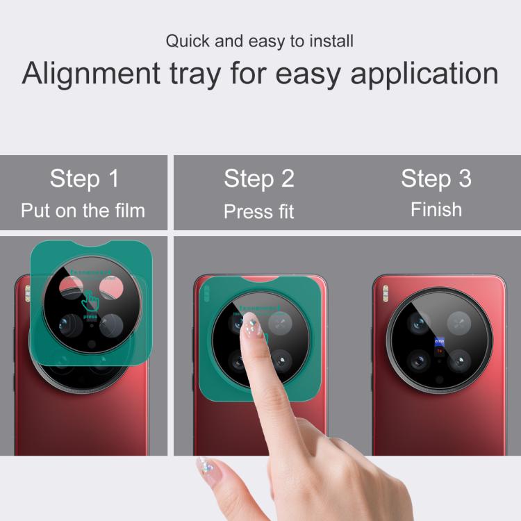 For vivo X200 Ultra imak Black Version HD Glass Rear Camera Lens Film, Self-positioning Version