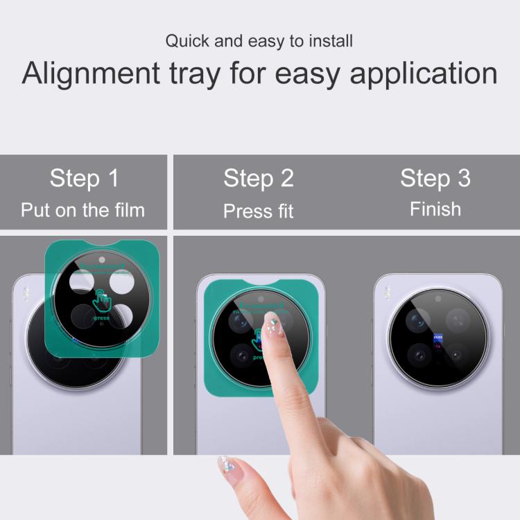For vivo X300 Pro imak Black Version HD Glass Rear Camera Lens Film, Self-positioning Version