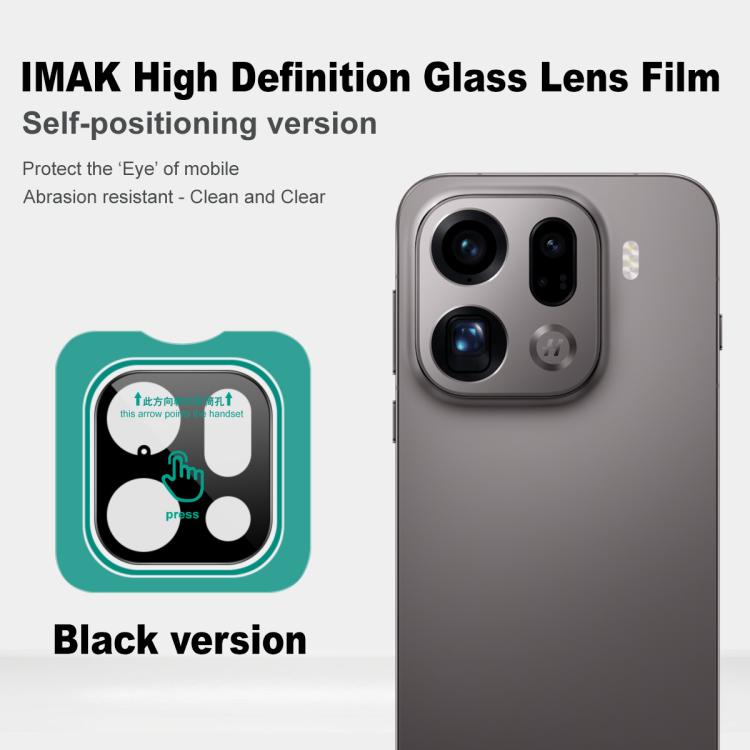 For OPPO Find X9 Pro imak Black Version HD Glass Rear Camera Lens Film, Self-positioning Version