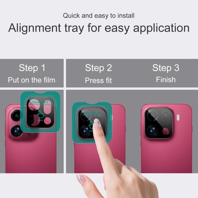 For OPPO Find X9 Pro imak Black Version HD Glass Rear Camera Lens Film, Self-positioning Version