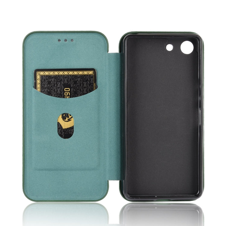 For Sony Xperia Ace Carbon Fiber Texture Horizontal Flip TPU + PC + PU Leather Case with Card Slot