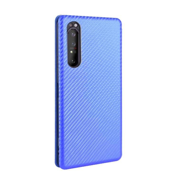 For Sony Xperia 1 II Carbon Fiber Texture Horizontal Flip TPU + PC + PU Leather Case with Card Slot